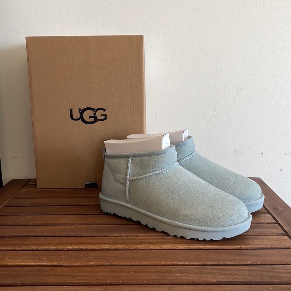 UGG Classic Ultra Mini Booties Seafoam USA Women Size 9/UK 7/EU 40 - Picture 1 of 12